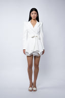 Rochie sacou cu volan din matase si semi-portjartier White