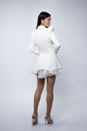 Rochie sacou cu volan din matase si semi-portjartier White