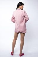 Costum sacou lejer din in peliculizat cu pantaloni scurti Pink