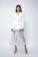 Sacou stil rochie Ringoux White cu umeri sculpturali