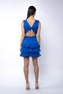 Rochie Pixie din matase cu spatele gol Blue