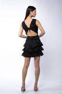 Rochie Pixie din matase cu spatele gol Black