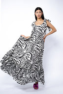 Rochie lunga vaporoasa Black and White