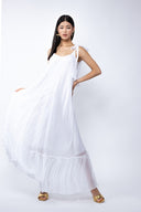 Rochie lunga vaporoasa din matase cu esarfe White