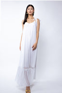 Rochie lunga vaporoasa din matase cu esarfe White