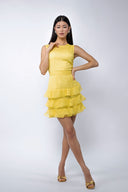 Rochie Pixie din matase cu spatele gol Yellow