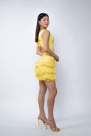 Rochie Pixie din matase cu spatele gol Yellow