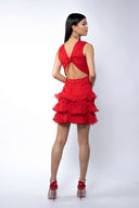 Rochie Pixie din matase cu spatele gol Red