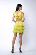 Rochie Pixie din matase cu spatele gol Lime
