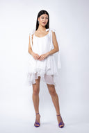 Rochie mini din matase cu esarfe White