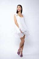 Rochie mini din matase cu esarfe White