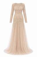 Rochie sirena cu dantela chantilly accesorizata
