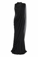 Long dress with asymmetrical drape