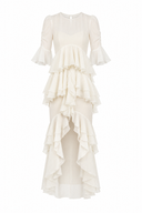 Rochie lunga cu volane  si corset integrat