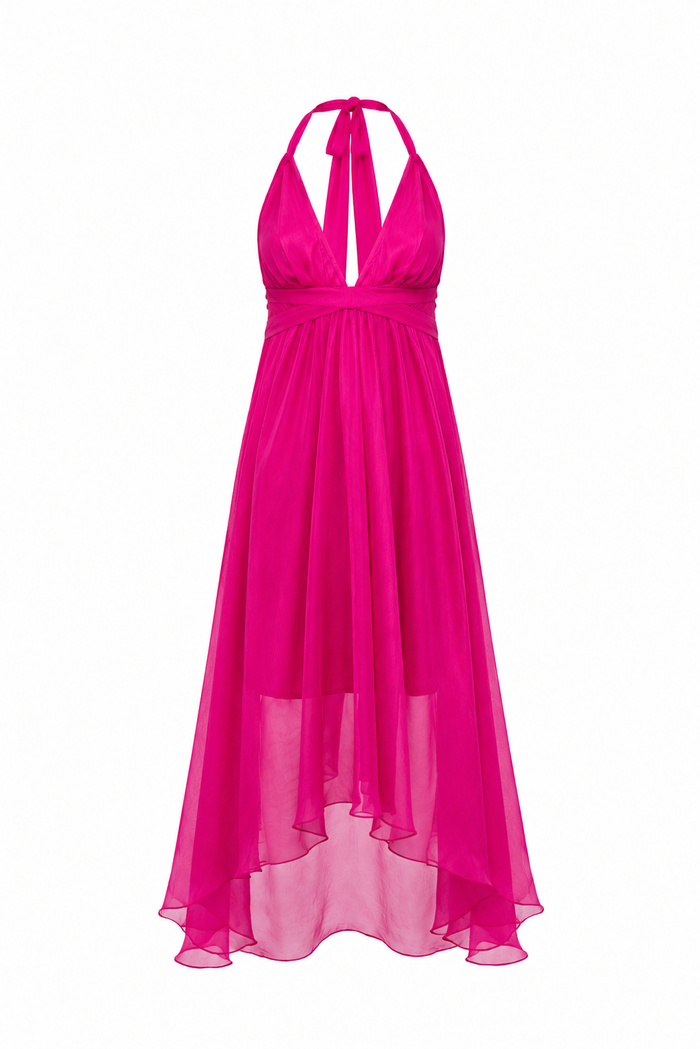 Rochie halter midi Fucsia