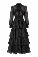 Rochie cu volane ample si imprimeu polka dots