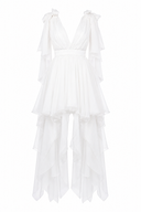 Rochie  alba cu esarfe asimetrice