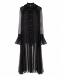 Rochie midi vaporoasa din matase Black