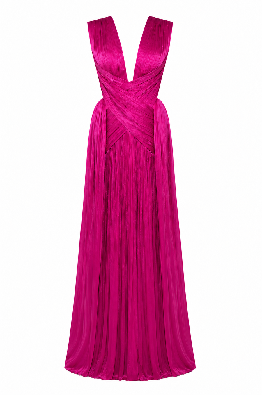Rochie lunga din tulle matase peliculizat fucsia