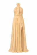 Rochie lunga cu bust impletit si slit lateral