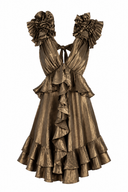 Rochie cu decupaje si volane Dark Gold