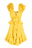 Rochie cu decupaje si volane Yellow