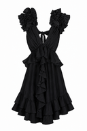 Rochie cu decupaje si volane Dark Black