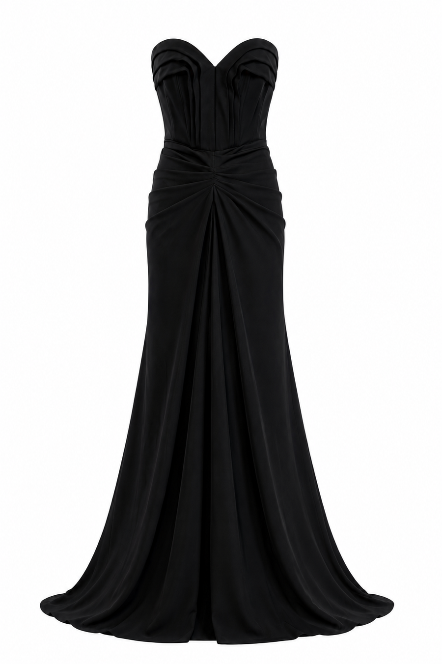 Rochie lunga cu drapaje sculpturale
