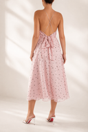 Rochie midi  cu bretele subtiri si decolteu petrecut Pink