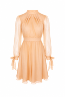 Rochie midi din voal de matase cu esarfe