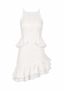 Rochie mini din matase cu spatele decupat si volane