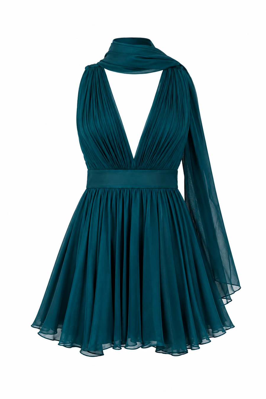 Rochie scurta matase cu decolteu adanc