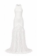 Rochie lunga cu volane vaporoase
