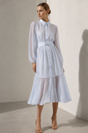 Rochie camasa din organza de matase bleu