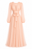 Silk wrap dress with deep neckline