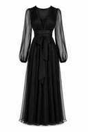 Silk wrap dress with deep neckline