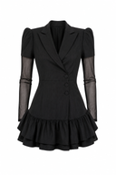 Rochie tip sacou cu maneci din tulle fin