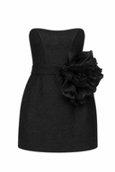 Rochie mini din dantela chantilly cu floare maxi