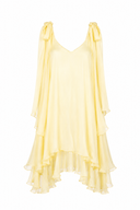 Rochie mini din matase cu esarfe Yellow