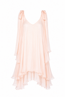 Rochie mini din matase cu esarfe Peach
