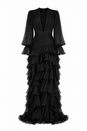 Rochie lunga din matase cu decolteu adanc