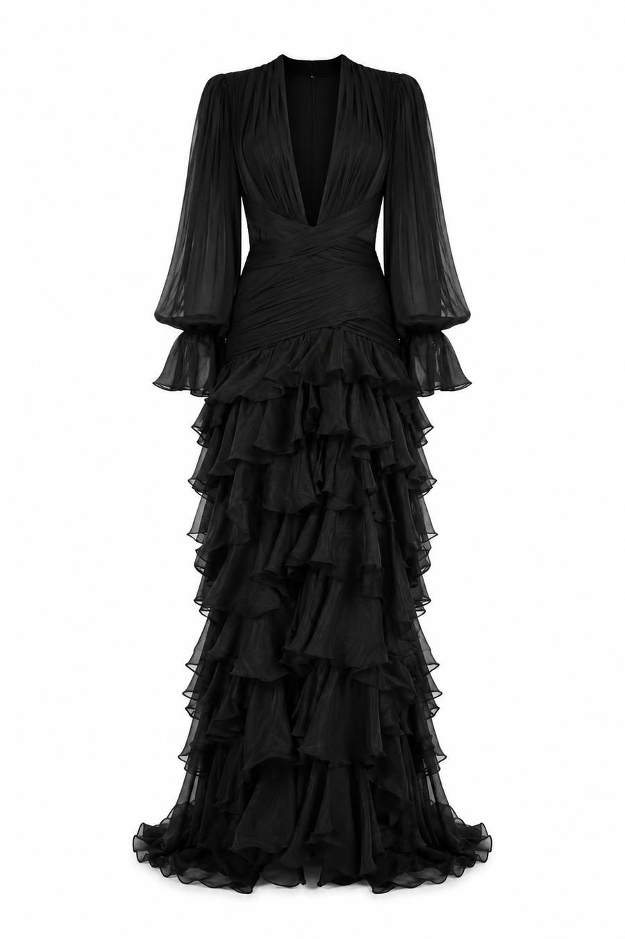 Rochie lunga din matase cu decolteu adanc