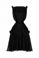 Rochie midi din matase cu pliseuri si decupaje laterale
