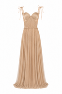 Rochie lunga din tulle de matase cu bretele fine
