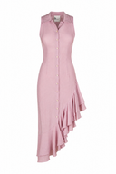 Rochie camasa cu volane asimetrice Pink