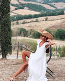 Rochie asimetrica lejera din amestec de matase White