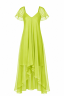 Rochie asimetrica lejera din amestec de matase Lime