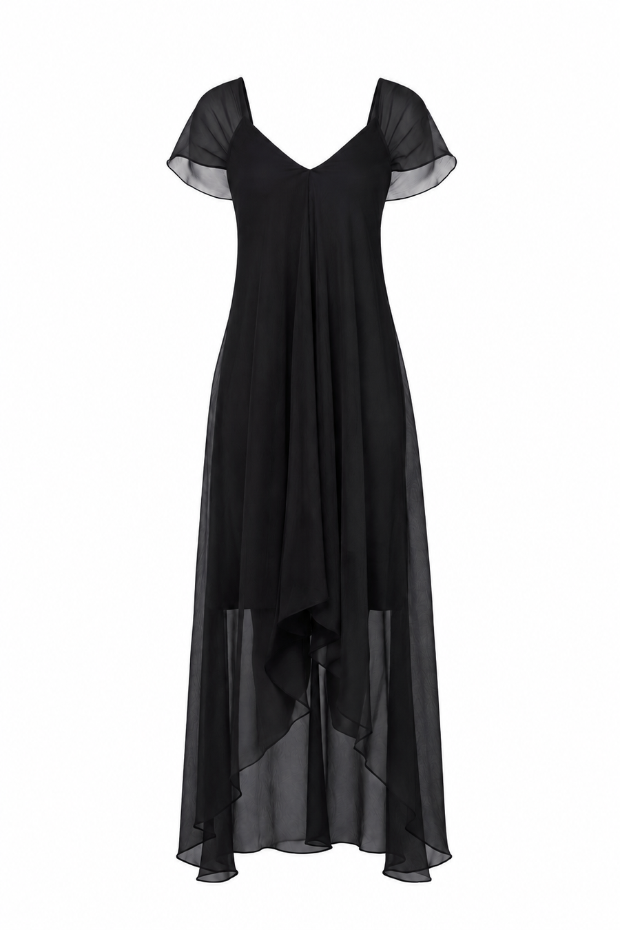 Rochie asimetrica lejera din amestec de matase Black