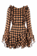 Rochie mini cu imprimeu buline si maneci evazate
