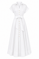 Rochie camasa din bumbac cu buzunare white
